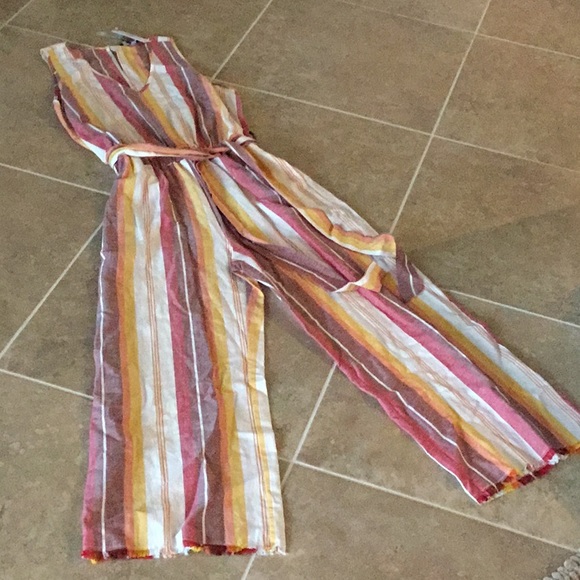 DREW red/orange sunset stripe jumpsuit, NWT - Picture 6 of 10